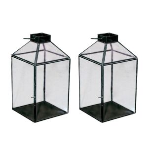 Decoclico Set de 2 lanternes en verre et laiton