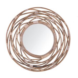 Beliani Miroir en rotin marron 75x75