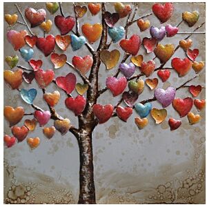 DECO-MURALE.shop Tableau relief en metal arbre c?ur 60x60