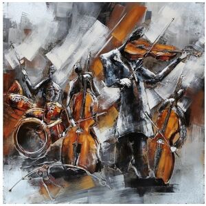 DECO-MURALE.shop Tableau relief en metal jazz 100x100