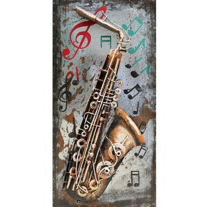 DECO-MURALE.shop Tableau relief en metal saxo en fete 80x40