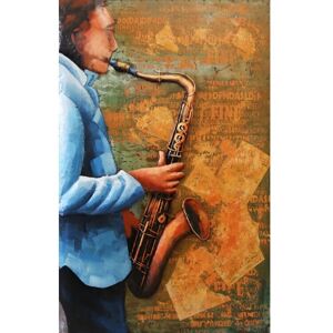 DECO-MURALE.shop Tableau relief en metal saxophoniste 110x70