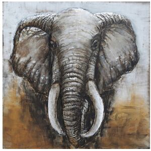 DECO-MURALE.shop Tableau relief en metal pachyderme 100x100