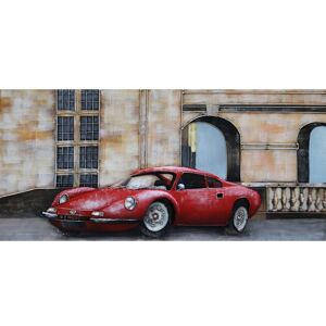 DECO-MURALE.shop Tableau relief en metal porsche rouge 140x70