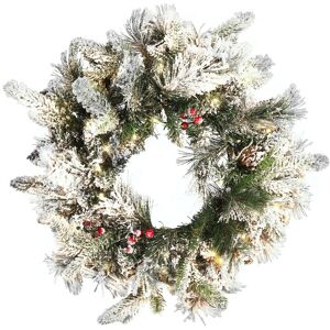 Beliani Couronne de Noel LED effet neige 55 cm blanc