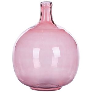 Beliani Vase decoratif en verre rose H31