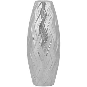 Beliani Vase decoratif en gres argente H33