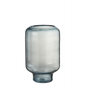 LANADECO Vase sur pied en verre bleu clair 36x22x22 cm