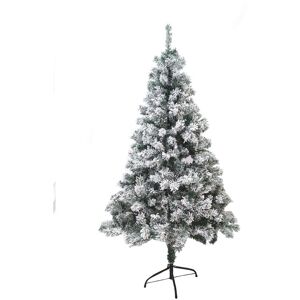 Toilinux Sapin de noel artificiel enneige 650 branches h.180cm blanc et vert