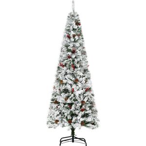 Homcom Sapin de Noel Nordmann artificiel enneige H.180 cm avec decorations