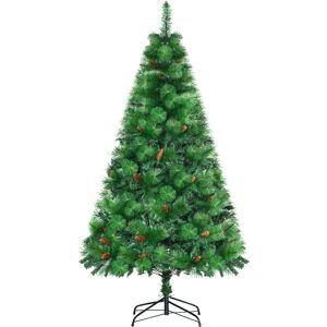 Homcom Sapin de Noel artificiel H.180 cm 782 branches avec pommes de pin