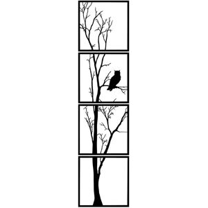 Harmonie design Deco murale arbre et hibou en metal noir 30x120 cm