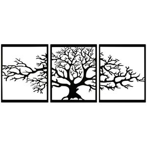 Harmonie design Deco murale triptyque arbre de vie en metal noir 117x48 cm