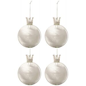 LANADECO Boite de 4 boules de Noel en verre blanc 10x10x10 cm