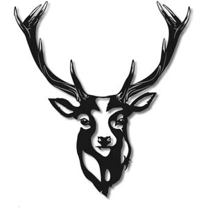 Harmonie design Decoration murale tete de cerf en metal noir 63x70 cm