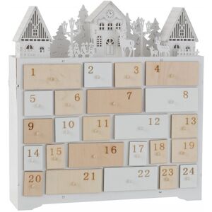 LANADECO Calendrier de l'avent avec led en bois beige 37x40cm