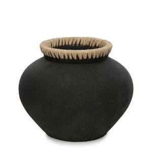 LANADECO Vase en terre cuite noir naturel H23