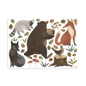 Lilipinso Stickers muraux ours et ses amis en vinyle mat marron