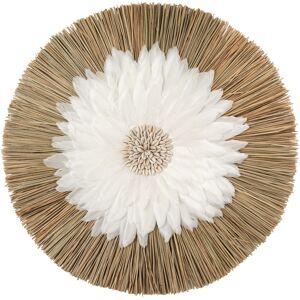 Bazar Bizar Decoration murale en plume et raffia naturel blanc