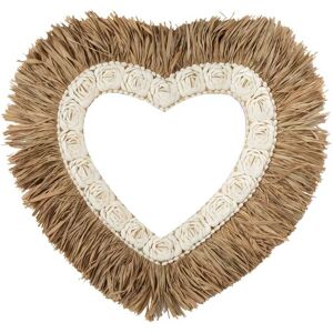 Bazar Bizar Decoration murale en raphia et coquillage naturel blanc