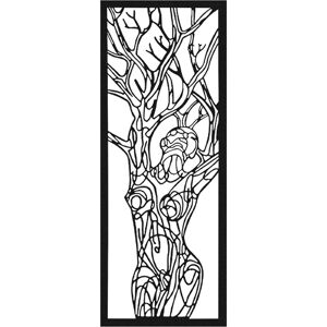 Harmonie design Decoration murale femme arbre de vie en metal noir 116x43 cm