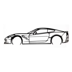 Harmonie design Decoration murale voiture corvette en metal noir 120x31 cm