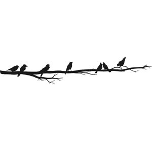 Harmonie design Decoration murale oiseaux sur branche en metal noir 90x16 cm