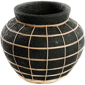 LANADECO Vase en terre cuite noire naturel H27