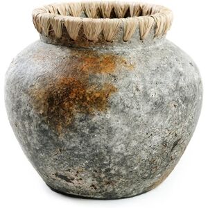 Bazar Bizar Vase en terre cuite antique gris H19