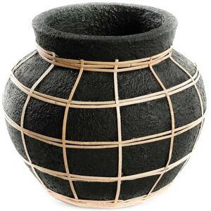 LANADECO Vase en terre cuite noire naturel H19