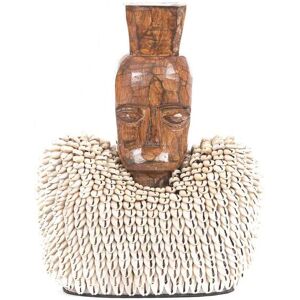 Bazar Bizar Statue en bois et coquillage naturel blanc H32