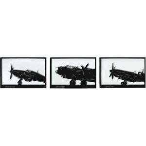 Harmonie design Decoration murale triptyque avion en metal noir 174x40 cm