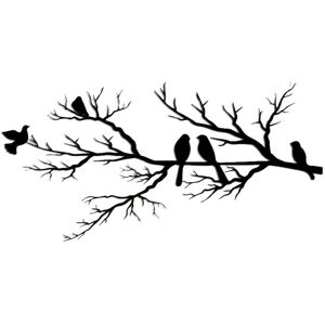 Harmonie design Decoration murale oiseaux sur branche en metal noir 60x30 cm