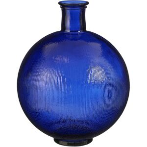 Mica Decorations Vase bouteille en verre recycle bleu fonce H42