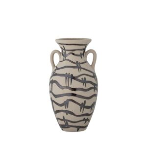 Bloomingville Vase en gres ceramique D16cm blanc / noir