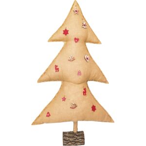 MX HOME Sapin de noel lumineux en toile de jute avec sujets en bois 150cm