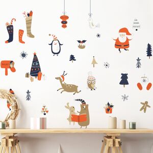 Ambiance Sticker Stickers Noel pere noel et ses animaux 120 x 130 cm