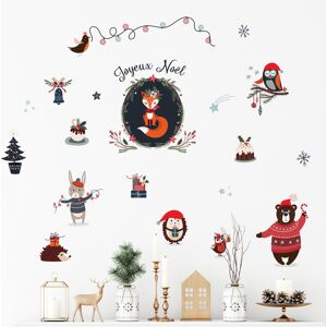 Ambiance Sticker Stickers enfant noel les animaux font la fete 100 x 125 cm