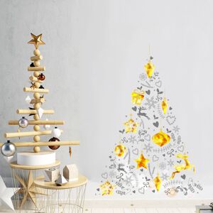 Ambiance Sticker Sticker Noel sapin de noel dore et gris 170 x 120 cm