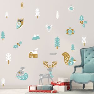 Ambiance Sticker Stickers Noel cerf et renard scandinave 90 x 100 cm