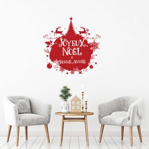 Ambiance Sticker Sticker Noel boule de noel joyeux noel et bonne annee 120 x 120 cm