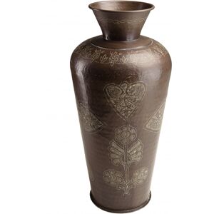 MACABANE Vase alu couleur cuivre fonce patine antique H85cm