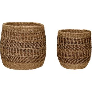 Hübsch Paniers en abaca ocre et naturel (set de 2)