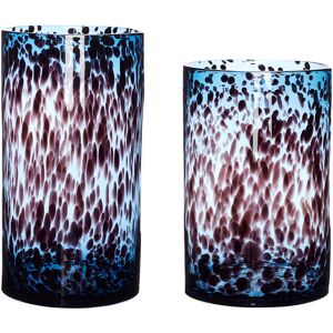 Hübsch Vase en verre bleu et bordeaux (x2)