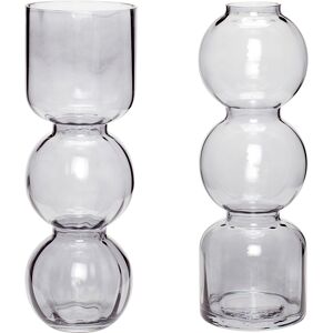 Hübsch Set de 2 Vase en verre fume H35