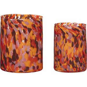 Hübsch Bougeoirs en verre orange (set de 2)