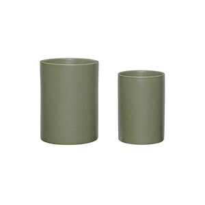 Hübsch Set de 2 Pots en ceramique vert