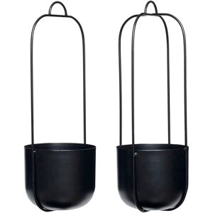 Hübsch Set de 2 Pot suspendu en metal noir