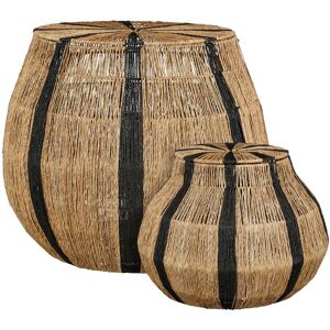 Mica Decorations Lot de 2 paniers de rangement en jute noir H48