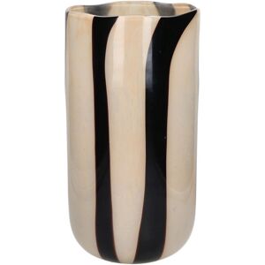 Pomax Vase en verre D19cm noir et blanc